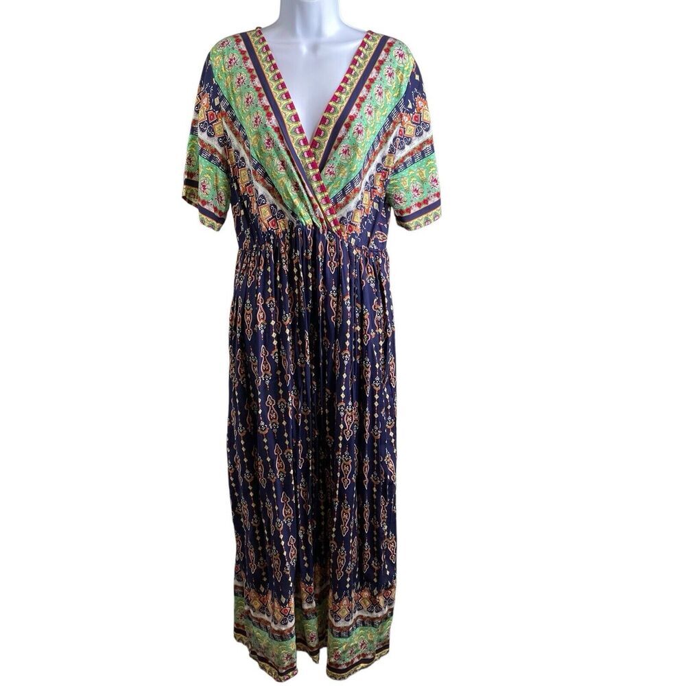 Droimp Women's Floral‎ Maxi Dress Size 12 Caribbean Beachy Vibes Boho Vacation